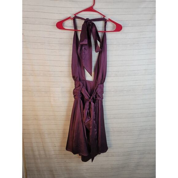 LUCY IN THE SKY WAVERLY SATIN MINI DRESS IN PURPLE, SZ LARGE - Picture 16 of 16